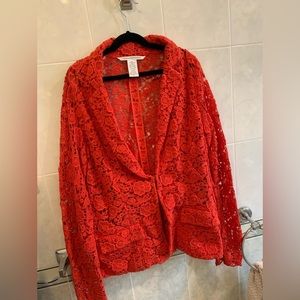Diane von Furstenburg Vintage Red Crochet Jacket